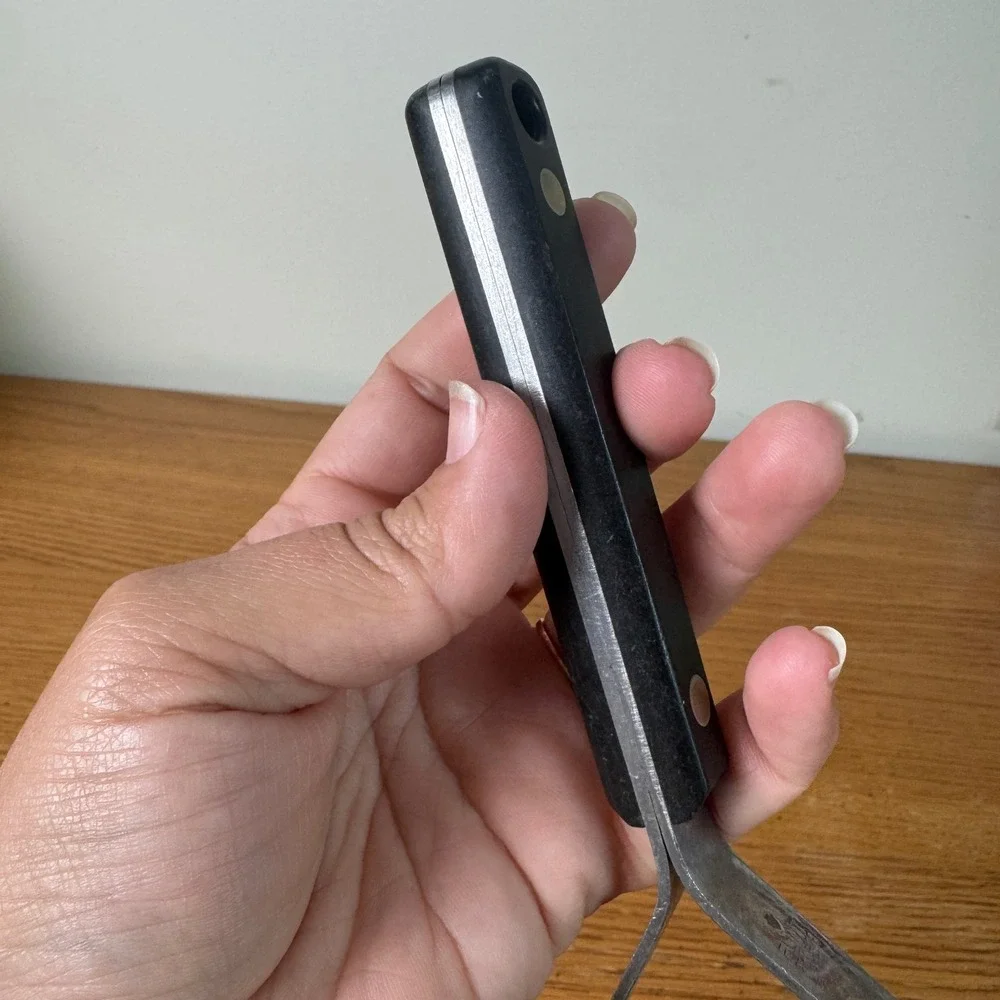 Vintage Flint Stainless‎ Steel Potato Masher Black Handle Made in USA